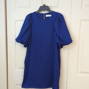 Elegant Blue Puff Sleeve Mini Dress